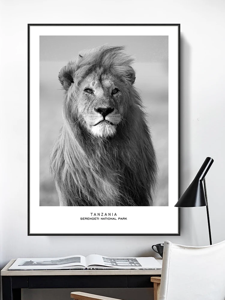 

Lion Elephant Zebra Horse Nordic Poster Black White Animal Wall Art Canvas Painting wall Decor For Livingroom bedroom unframed