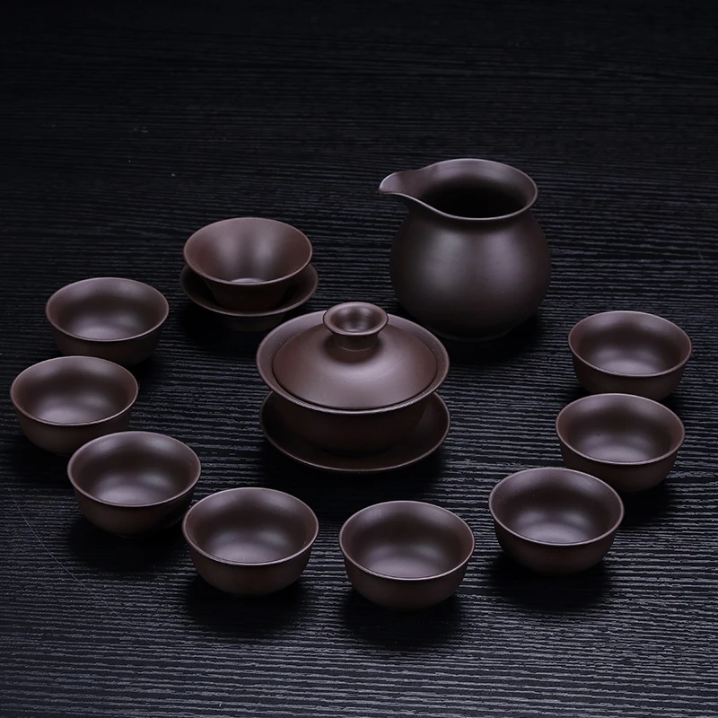 

Purple Clay Tea Set Yixing Chinease Household Minimalist Kung Fu Tea Set with Tray Filter Juego De Tazas Kitchen Supplies DK50TS