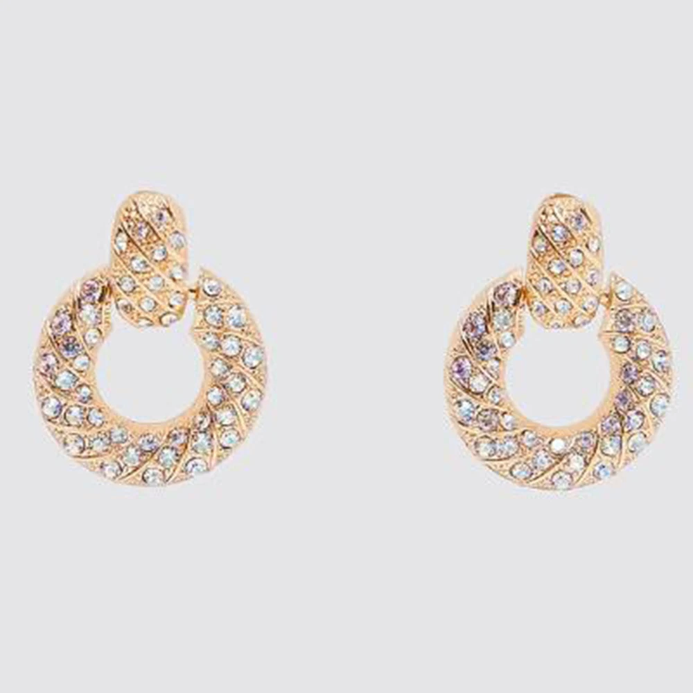 Trendy Glass Crystal Flower Za Earrings for Women Fashion Simple Statement Elegant Dangle Wedding Party Birthday Gifts | Украшения и
