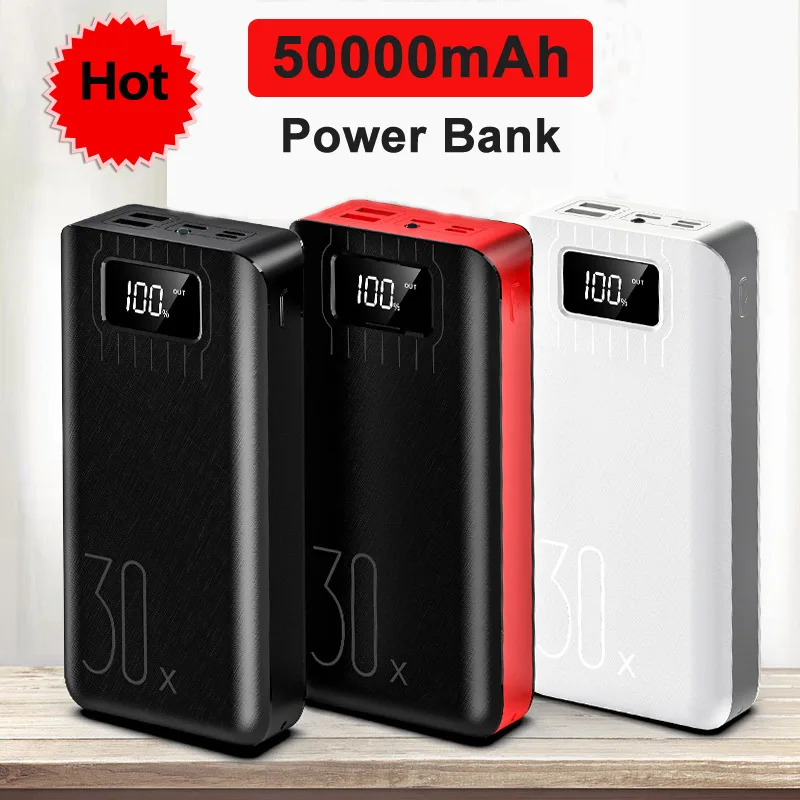 18650 реальная емкость Внешний аккумулятор 30500 мАч 3 USB светодиодный внешний type c
