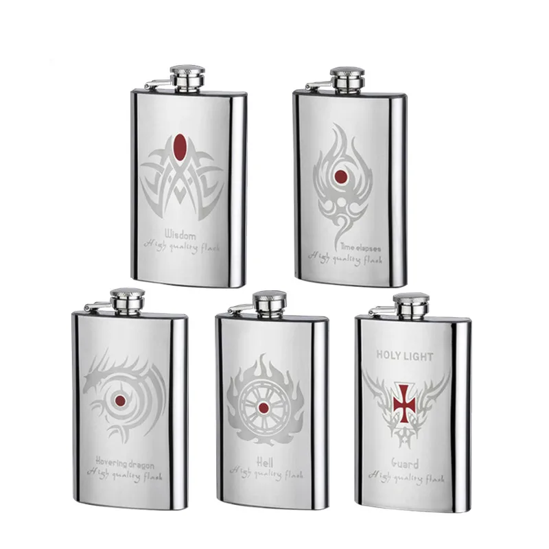 

NEW 5 styles Creative Mirror drawing Stainless steel Flagon my Liquor Whisky Alcohol vodka Hip Flask Portable outdoor wine pot