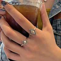 foxanry 925 stamp engagement rings for women new fashion simple geometric vintage punk hiphop party jewelry gifts