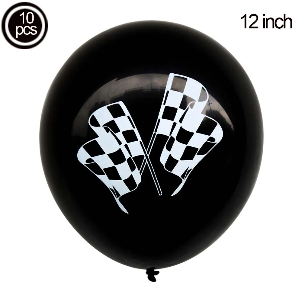10pcs black1 10 шт. 12 дюймов черно-белый Гоночный флаг латексные шары клетчатые гоночные флаги баллоны Гоночная машина тема вечерние украшения Globos - Цвет: 10pcs black1