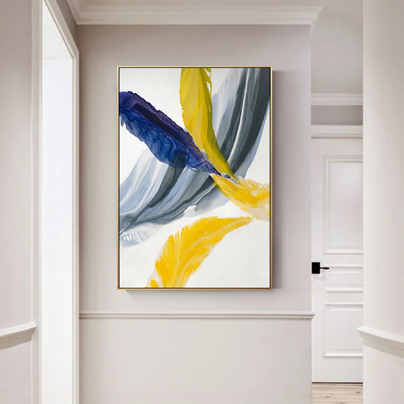 Современные абстрактные цветные художественные картины из перьев для гостиной
