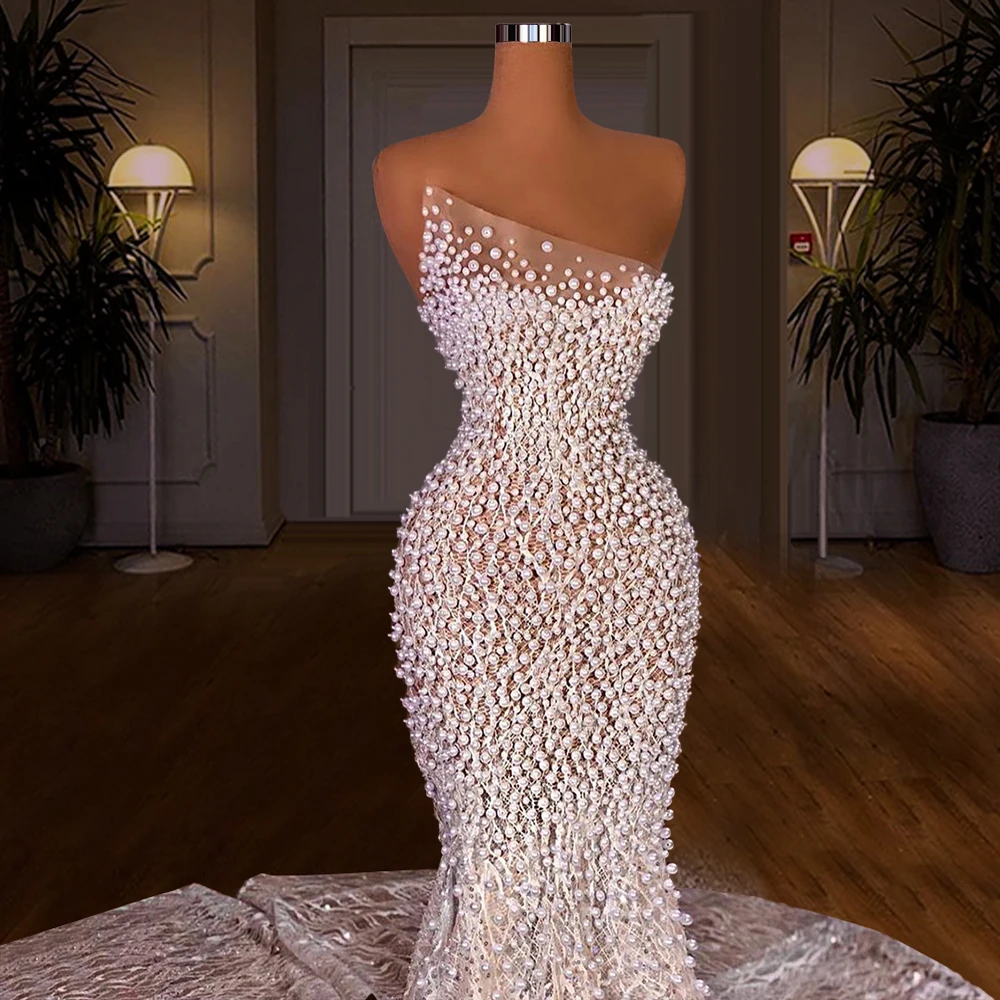 جديد 2021 فроскошные жемчужины Дубай Свадебные платья русалки платье свадьба vestido