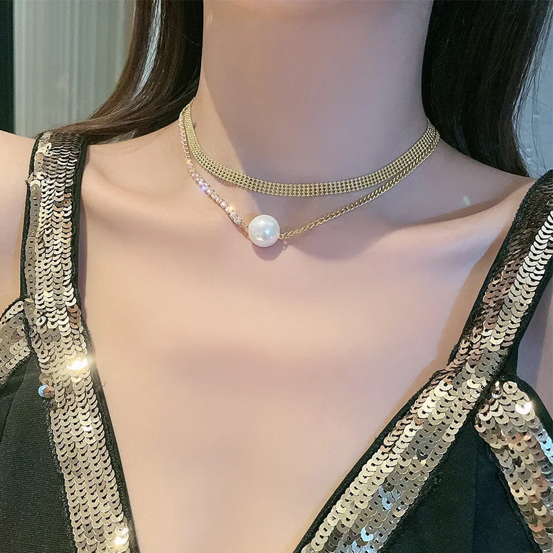

2021 Fashion Elegant Simple Pearl Necklace New Ladies Double Clavicle Chain Fashion Style Necklace