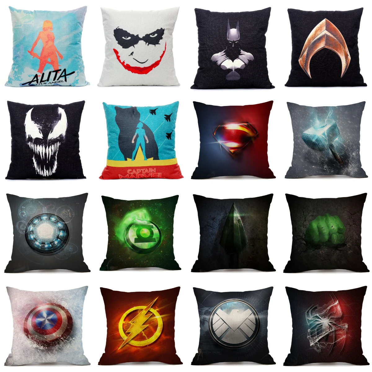 Популярные американские фильмы логотип Чехол для подушки с принтом Супер герой
