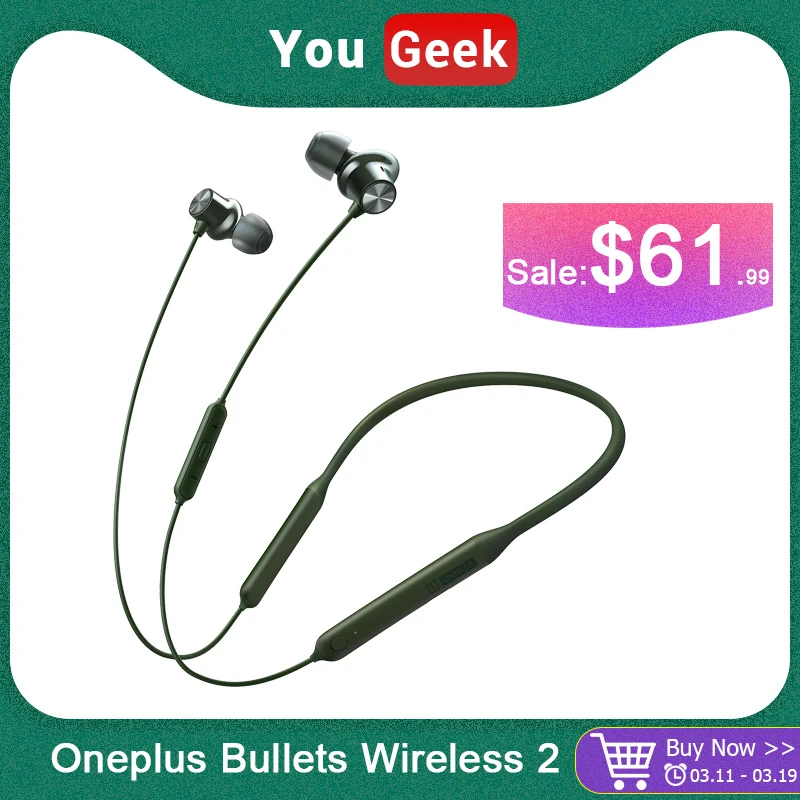 Оригинальные беспроводные наушники OnePlus Bullets 2 гибридные AptX с магнитным