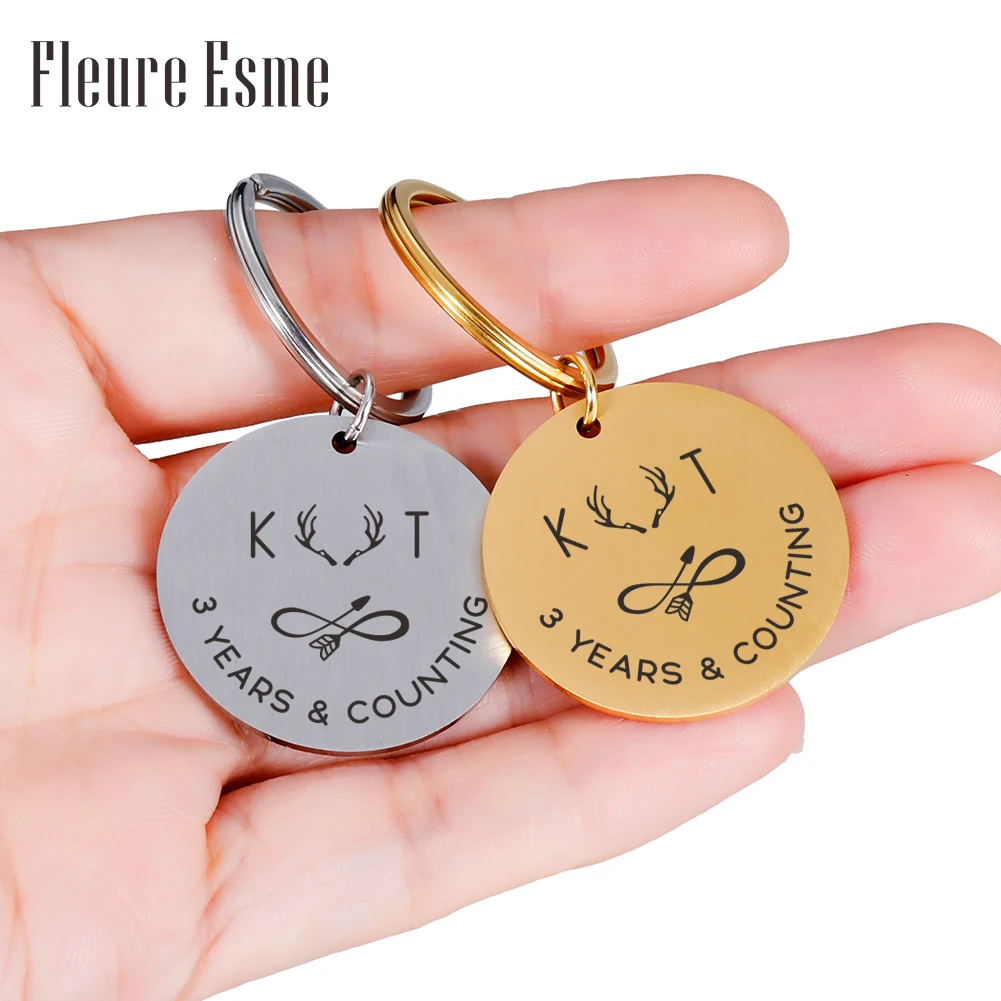 

Брелок для ключей с надписью и датой для пары