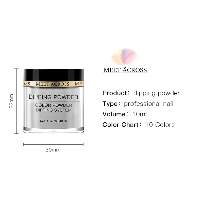 MEET ACROSS Dipping Powder Set Nail Art Brush Tools For DIY Manicure Powders Soak Off Base Top Coat Activator Kit | Красота и