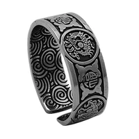 bocai new real 100 s999 pure silver jewelry retro four mythical beasts adjustable man ring lucky clouds and good luck ring