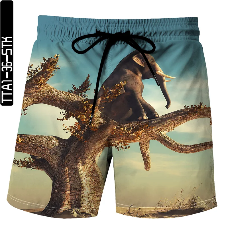 

2021 summer men's shorts casual beach pants quick-drying men's shorts beachwear shorts 3D printing zebra/elephant sports shorts