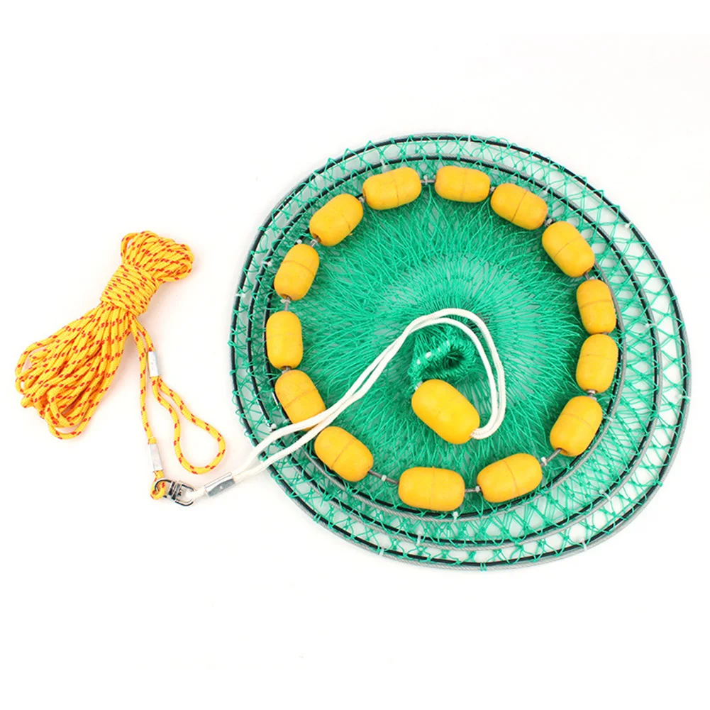

Портативная многослойная рыболовная сеть со стальной проволокой, сетка для рыбалки, 3-слойная сеть для ловли крабов, морская рыболовная сна...