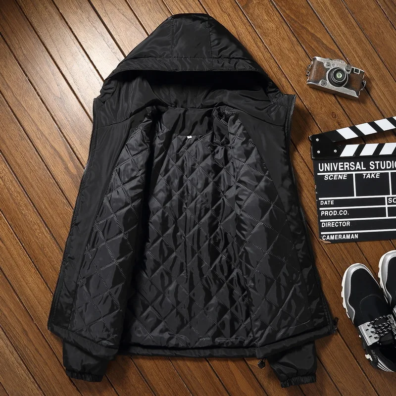 

new 2021 winter cotton-padded clothes men hooded youth pure color trend of cultivate one's morality cotton-padded jacket