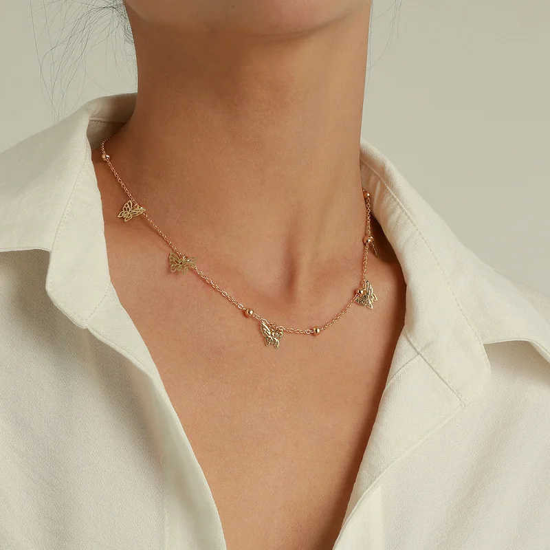 

Vintage Boho Choker Butterfly Pendant Chain Gold Silver Color Necklace for Women Fashion Jewelry Gift