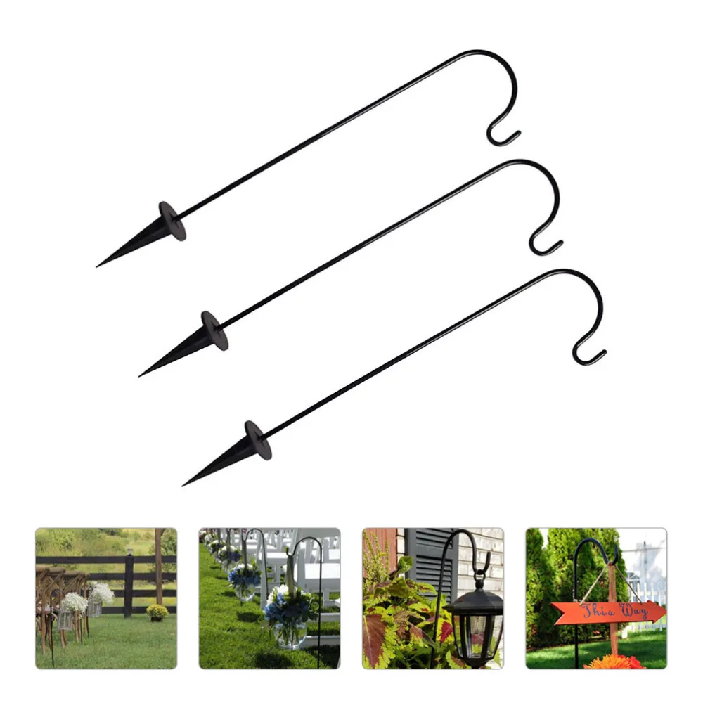 

3Pcs Outdoor Shepherd Hooks Courtyard Hanging Hooks Practical Garden Stakes