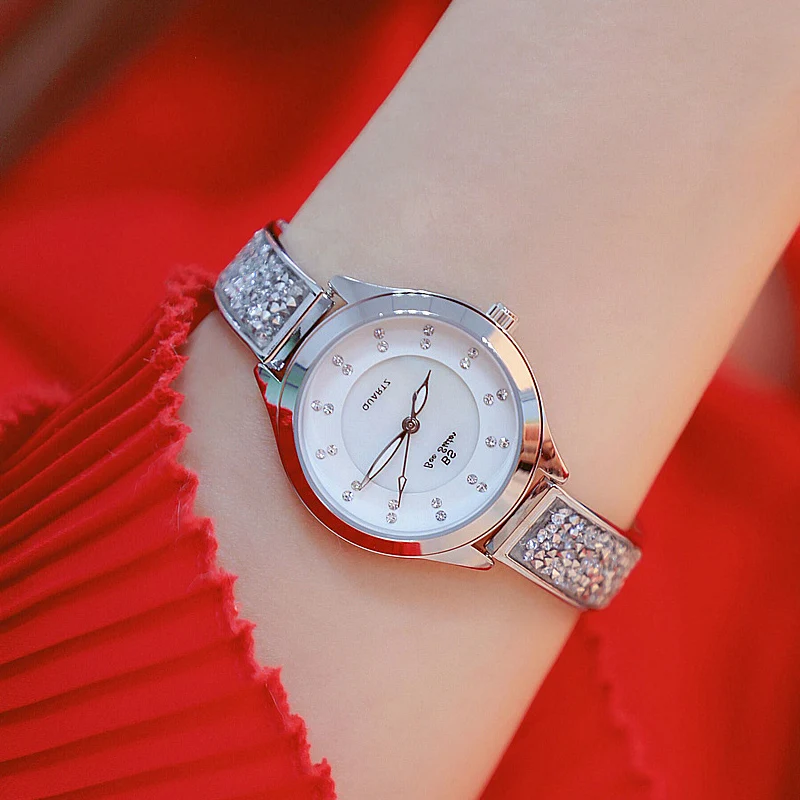 BS Брендовые женские часы с золотым наполнителем бриллиантовым циферблатом