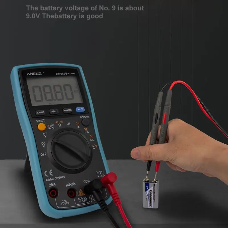 AN860B+ lcd 6000 отсчетов цифровой мультиметр Подсветка AC/DC Ток Сопротивление напряжения частота температура тестер
