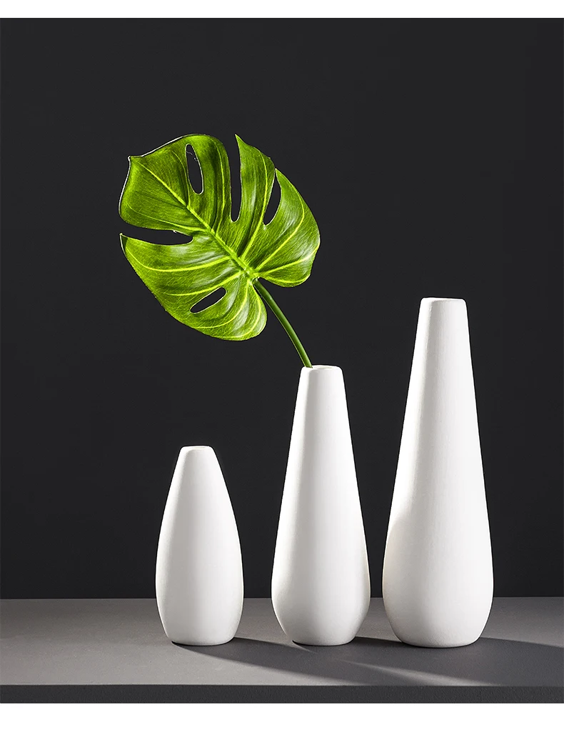 

White Porcelain Vase For Flowers Nordic Home Hotel Living Room Decor Matte Ceramic Vase Planter Pot Shelf Dining Table Ornaments