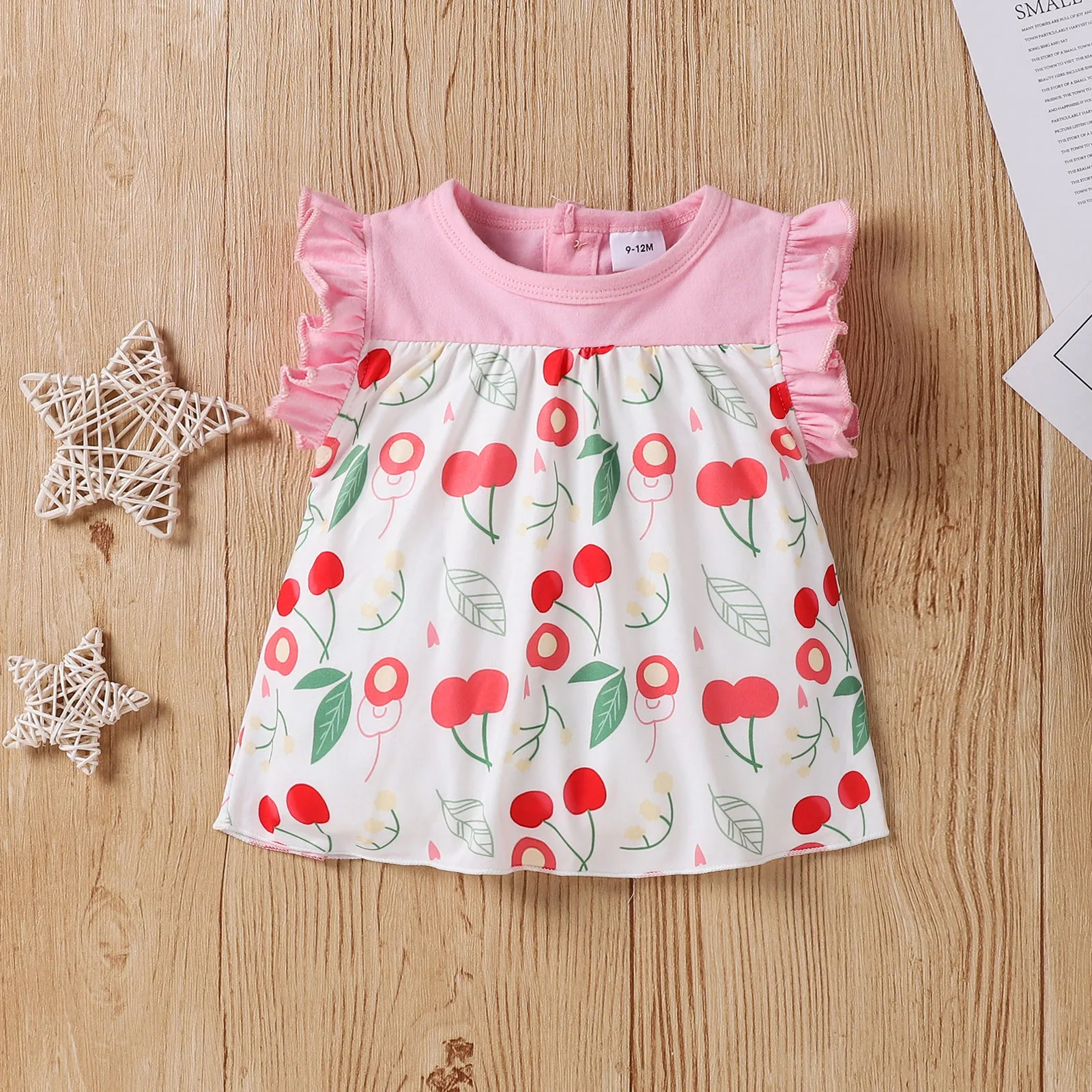 Платье для маленьких девочек с оборками принтом фрукты в стиле пэчворк топы и