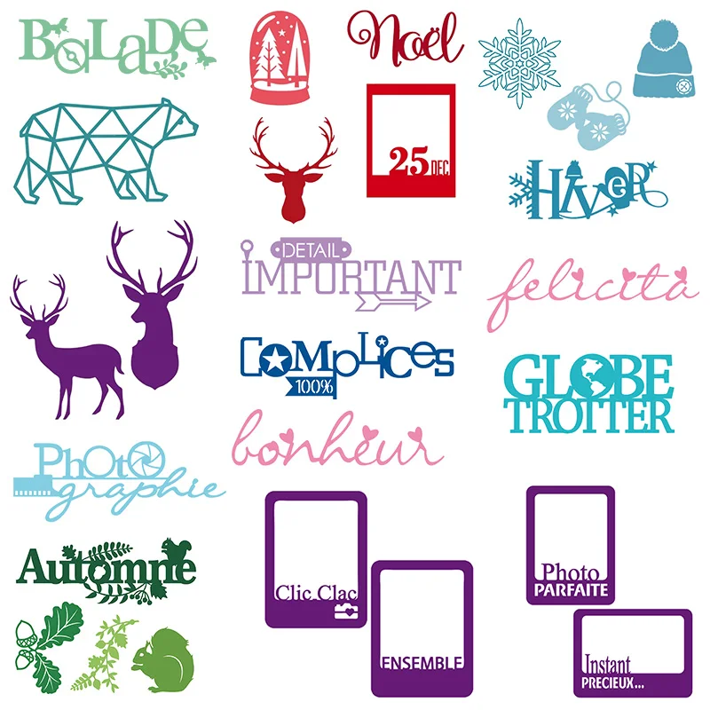 Рождественский набор олень Снежинка Французское слово металлическая фоторамка