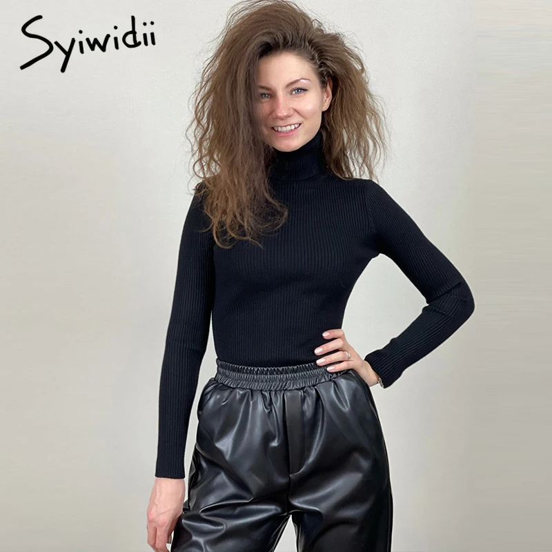 Syiwidii женские утепленные свитера Осень Зима 2021 Новые вязаные водолазки с длинным