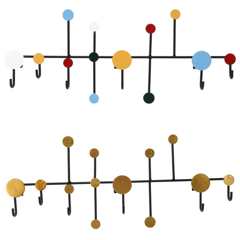 

Clothes Bag Hook Nordic Polka Dot Wrought Iron Decorative Key Holder Wall Storage Hook for Living Room Door