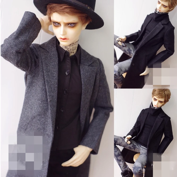 

Одежда для куклы BJD, подходит для дяди SD17, шерстяное пальто, черный, серый длинный тренчкот, аксессуары для кукол