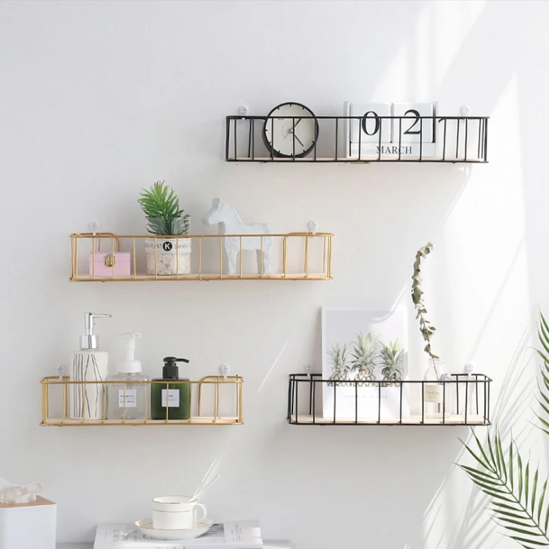 Современная железная деревянная полка из кованого железа прочная стеллаж для