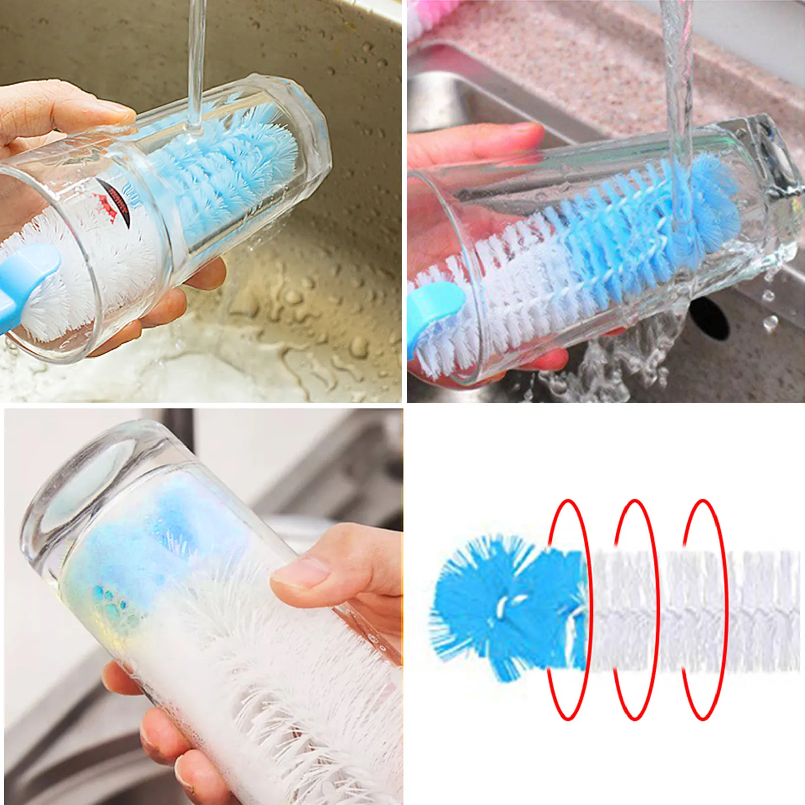 

Tea Set Spout Tableware Pipe Cleaning Brush Long Flexible Bottle Brush Red Wine Decanter Cup Cleaning Brush Four-piece Set