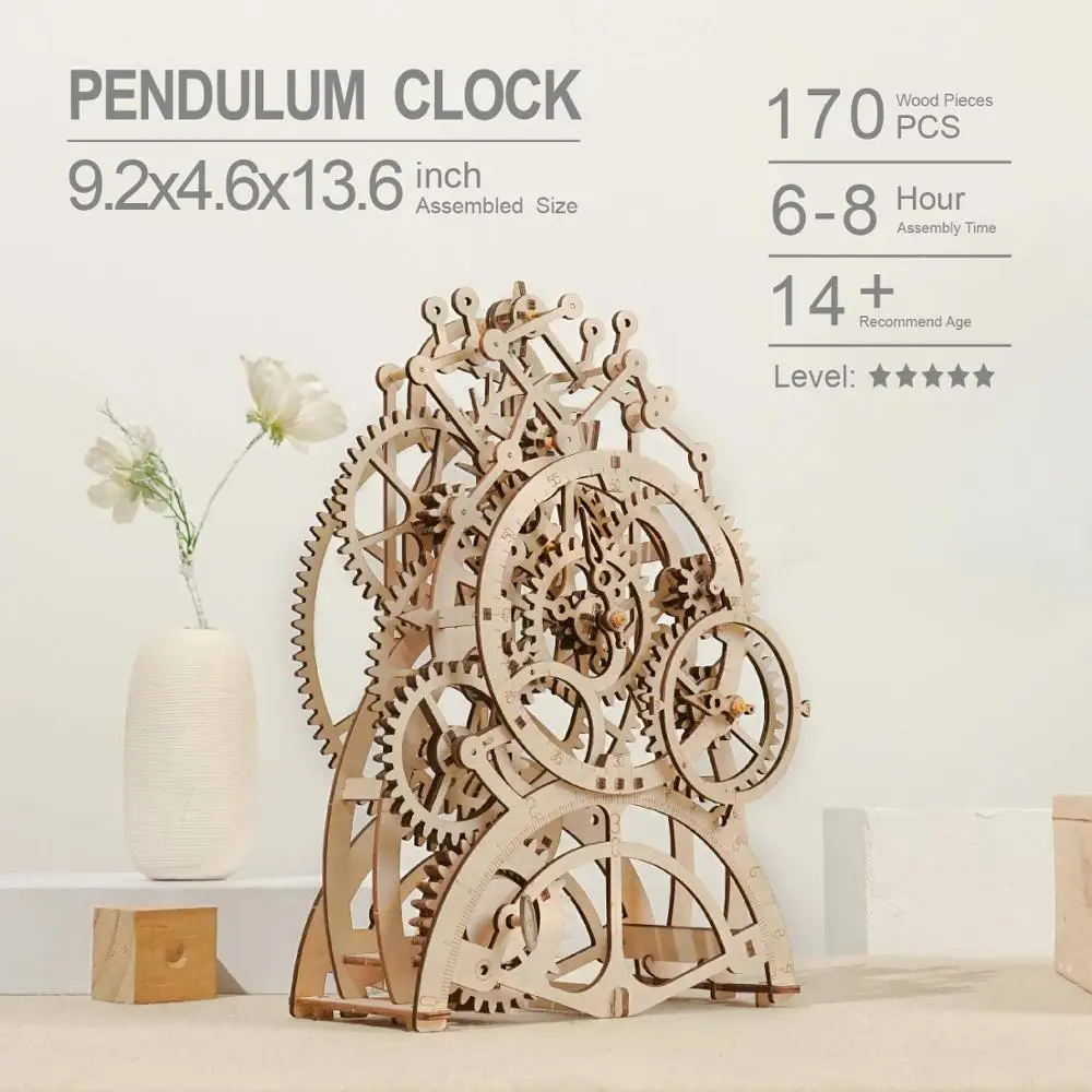 Винтажный механический механизм заводные часы домашний декор DIY ремесла деревянный маятник часы модель Наборы украшения для подарка LK501