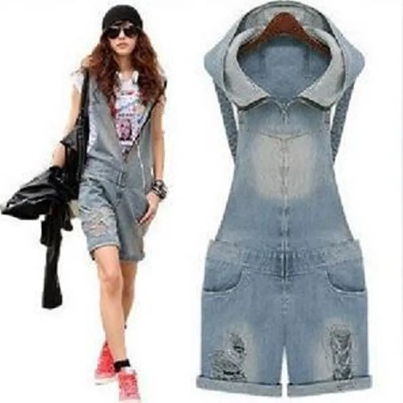 Рваные джинсовые комбинезоны женские короткие брюки Повседневный детский