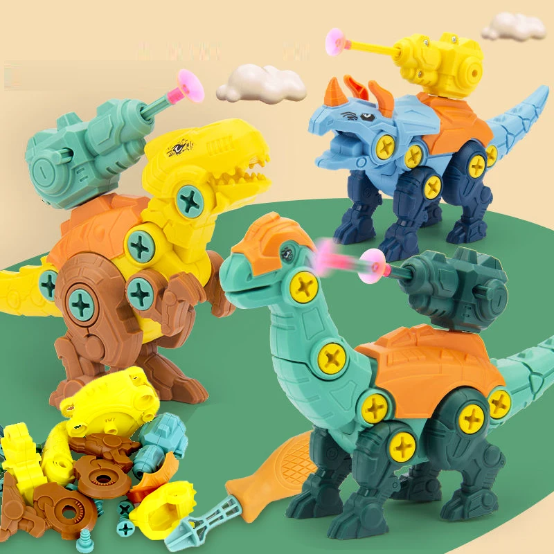 Conjunto de dinosaurios para ni&ntilde;os, juguetes educativos para ni&ntilde;os peque&ntilde;os, Kit de atornillar, juguete de construcci&oacute;n para ni&ntilde;os de 3 4 a&ntilde;os, rompecabezas 3D-0