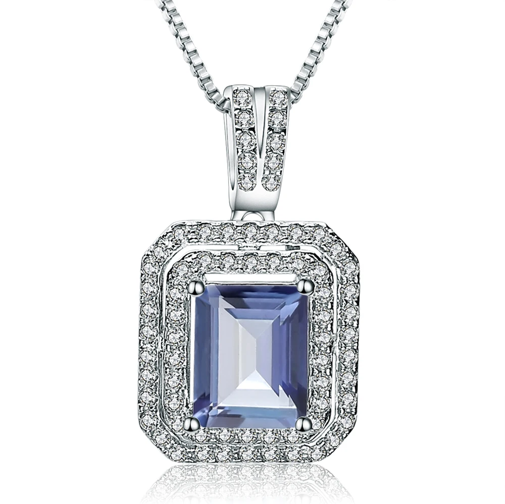 Жемчужное балетное 925 пробы серебро изумруд огранка 2.05Ct натуральный иолит синий мистик кварц ожерелье и кулон для женщин ювелирные украшения