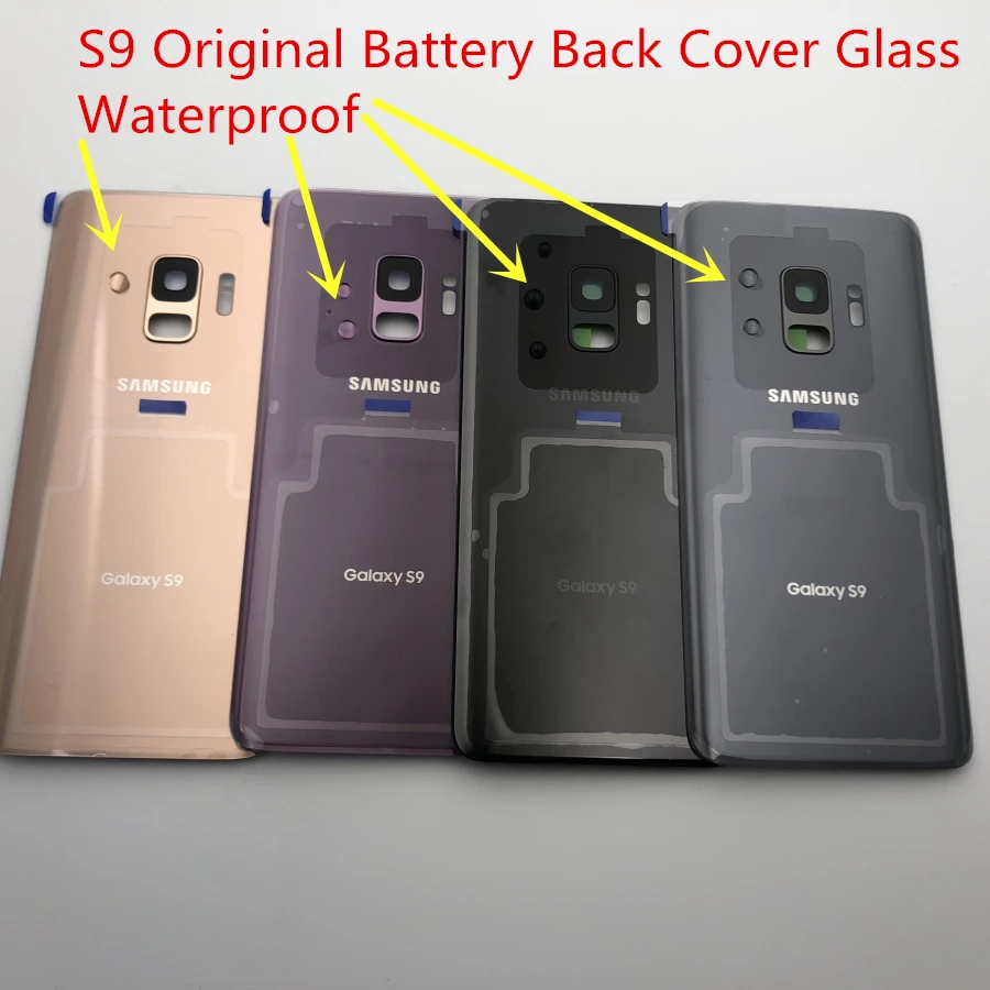 S9 оригинальное стекло для samsung Galaxy S9 Plus G960 G965 Задняя крышка батареи задняя крышка Корпус чехол+ клей водонепроницаемый клей