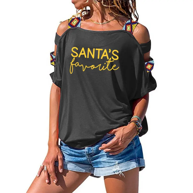 SANTA'S любимая футболка Забавный девиз женская модная хипстерская