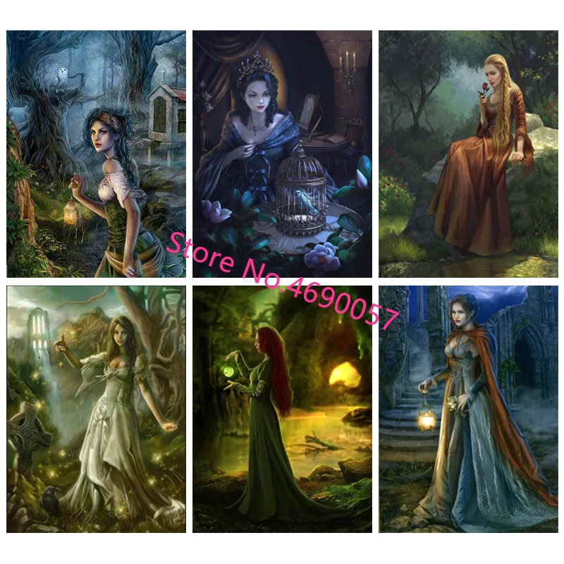 

5D Алмазная вышивка крестиком на рисунке, фон с изображением сказочных Алмазная мозаика для девочек изображение Стразы DIY Алмазная вышивка Д...