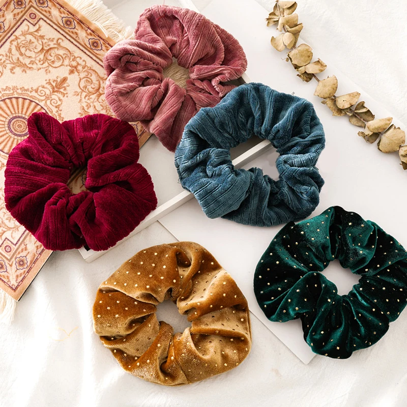 Женские бархатные резинки для волос мягкие Однотонные женщин и девушек хвоста