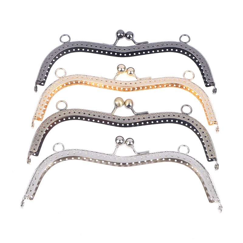 1PC Vintage Metal Frame For Purse Bag Sewing Bronze Tone with Pearl Ball Clasp Kiss Lock Accessories 19cm | Багаж и сумки