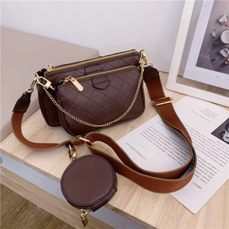 

Комплект из 3 сумочек из искусственной кожи для женщин, мессенджер на ремне, Дамский клатч, сумочка-клатч, кошелек, 2020