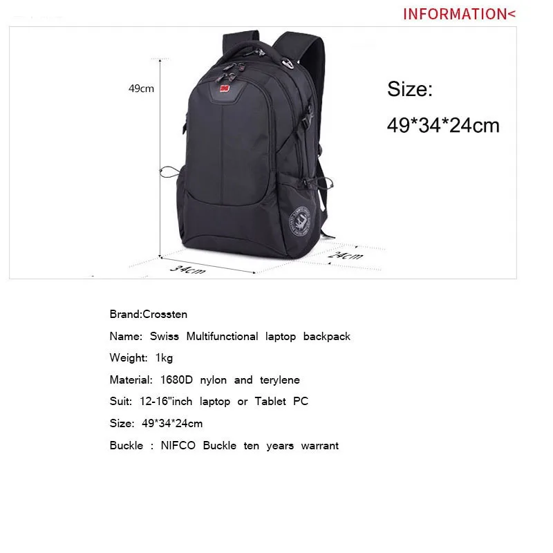 Рюкзак Crossten SwissMultifunctional для ноутбука 16 &quot водонепроницаемый универсальный