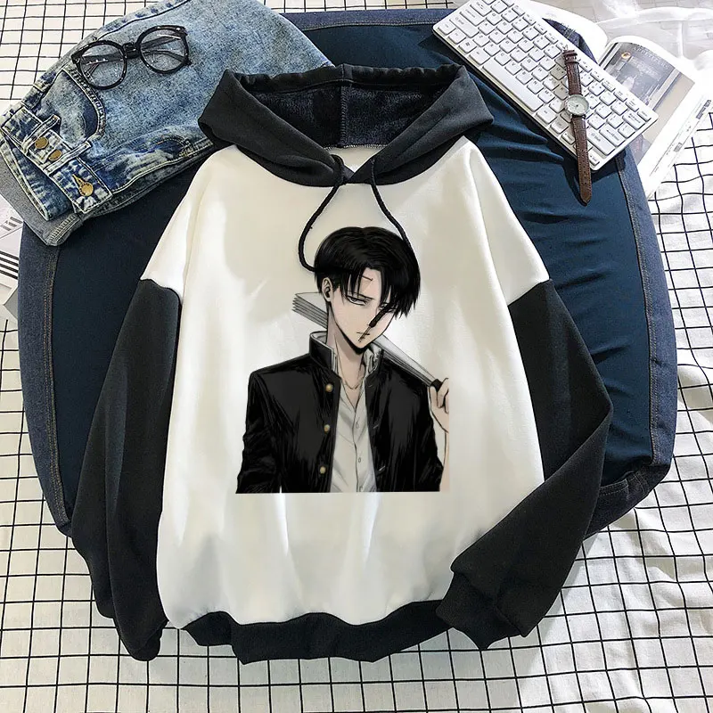 2021 Winter Japanese Anime Attack On Titan Women Hoodies Levi Kawaii Print Hooded Top Titan Attack Shingeki No Kyojin Sweetshirt