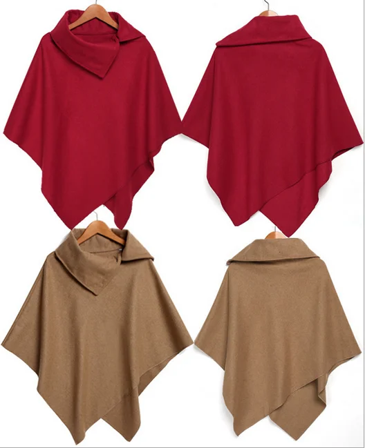 

4 Colors Women Coat Poncho Autumn Winter Casual Overcoat Zipper Loose Pullover Cloak Sweater Cape Outwear