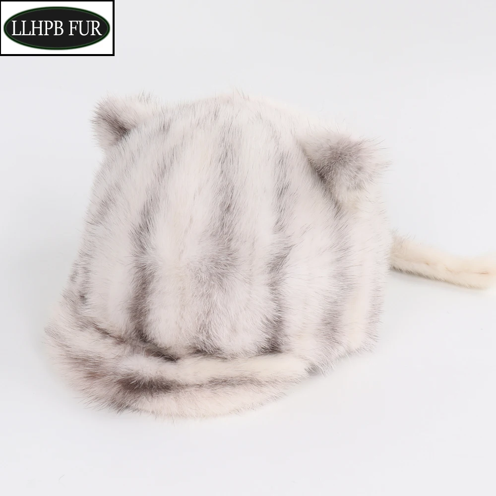 Новые милые хорошего качества 100% натуральный мех норки козырьки шляпы зимние