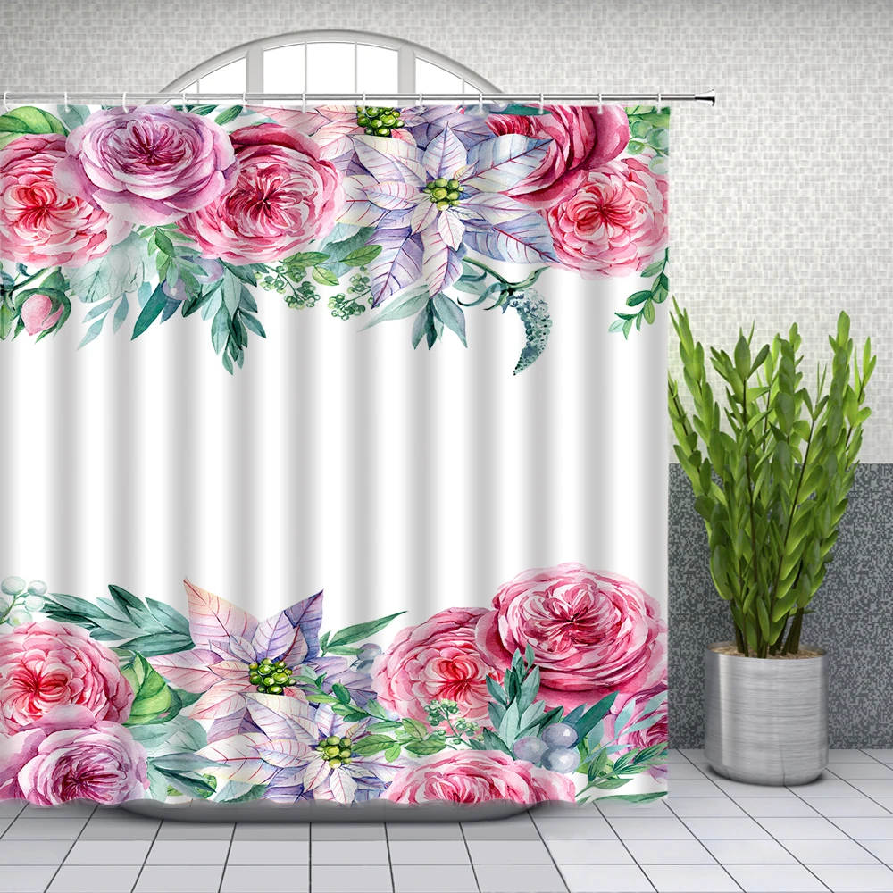 Акварельные цветочные занавески для душа весенние Цветные Цветочные