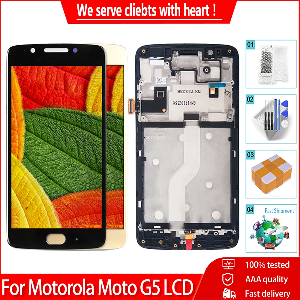 ЖК дисплей 5 0 дюйма для Motorola Moto G5 XT1672 XT1676 сенсорный экран с дигитайзером в сборе и