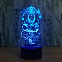 buddha model 7 color changing 3d visual illusion night light bulbing atmosphere light led table desk lamp home bedroom decor