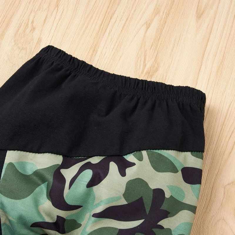 

Baby Boy Outfit Clothing Set Autumn Kids Baby Boys Camouflage Letter Print Hooded Top+Camouflage Printing Stitching Pants Set