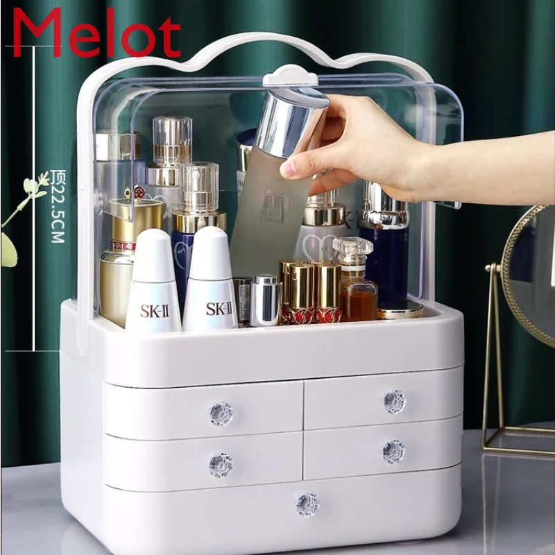 

Ящик для хранения большой емкости Настольный комод для ванной комнаты коробка для хранения для ухода за кожей стеллаж для хранения пылезащитный