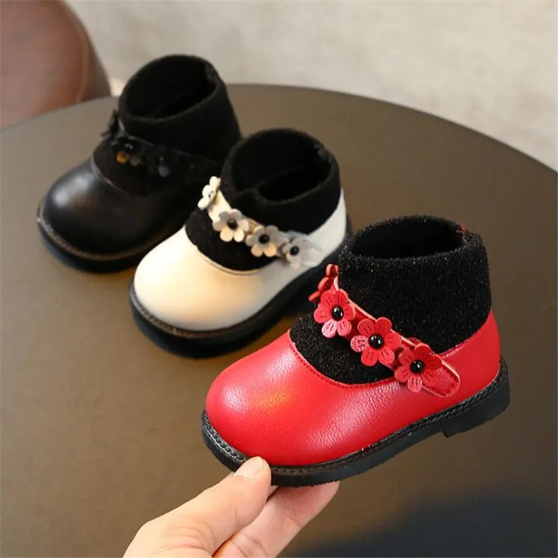 Weoneit/Обувь для малышей сезон осень-зима кожаная обувь маленьких девочек с цветами